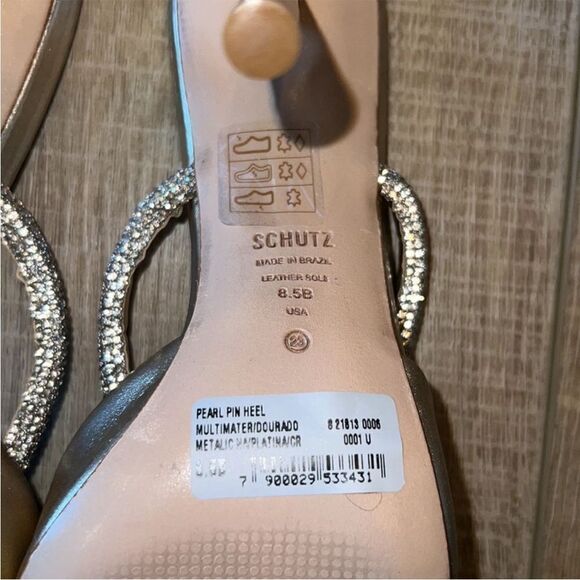 Schutz Say Yes Gold Metallic Napa Pointed Toe Mule Heels US 8.5 - Picture 10 of 10